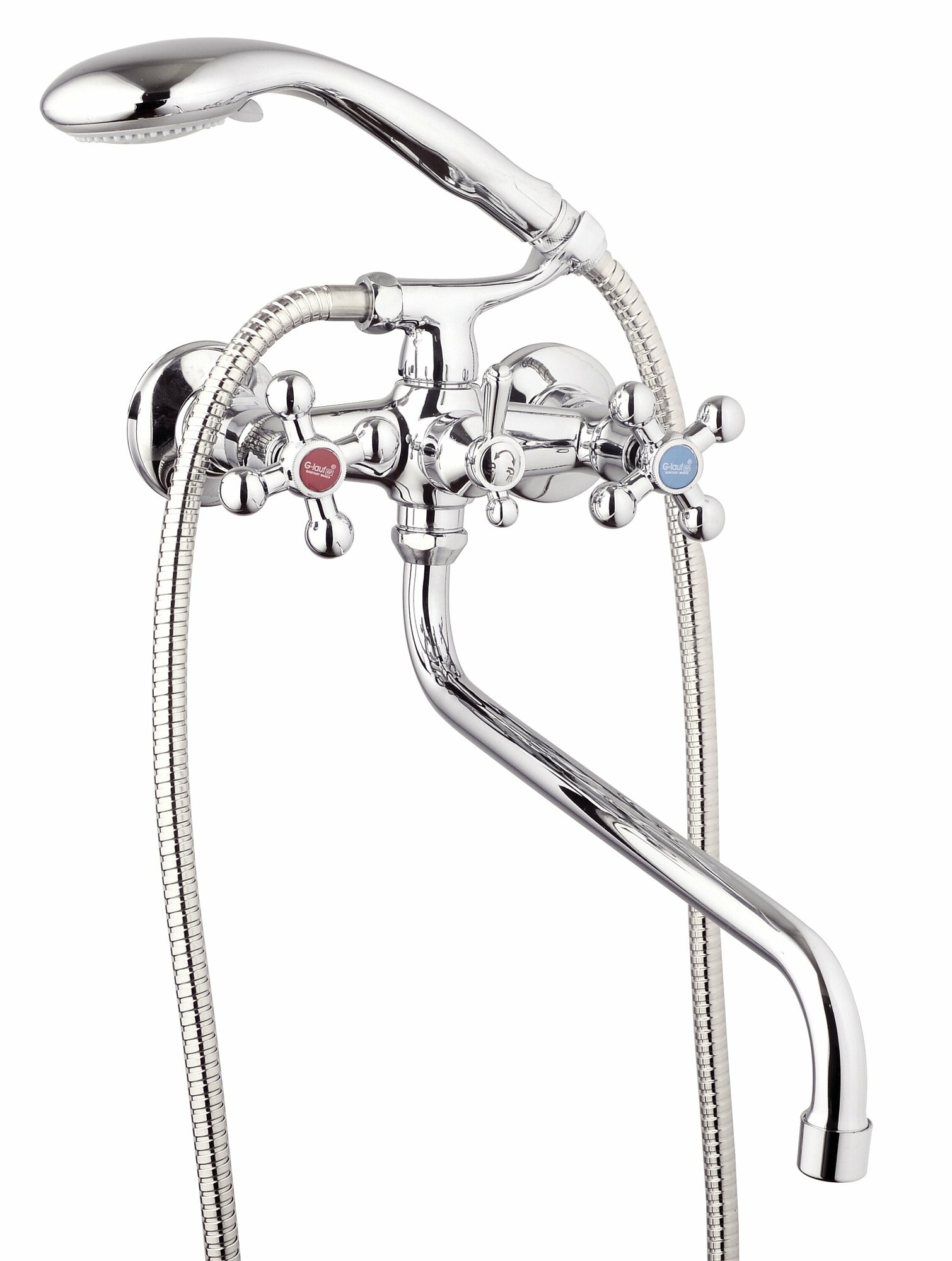 Смеситель для ванны цинк длин. кругл. S-излив встроен.диверт. G-LAUF 300Q-B856/QTZ7-B856 (1/10)