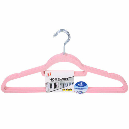 Плечики нескользящие с бархатным покрытием 5шт идеядома цвет пудровый 4422см Селфи 619₽