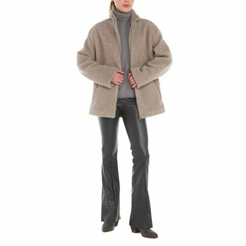 Пальто Calzetti, размер XS, серо-бежевый пальто calzetti размер xs серо коричневый