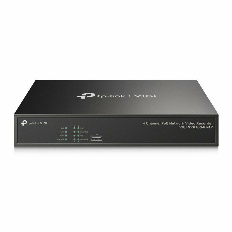 4-канальный сетевой видеорегистратор с поддержкой PoE+ TP-LINK VIGI NVR1004H-4P, HDMI, VGA, 1 отсек HDD, 2 порта USB2.0