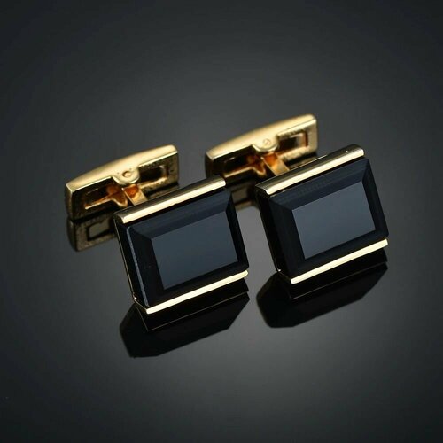 Запонки , золотой, черный