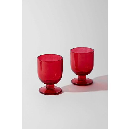 Бокал на ножке, стекло, объем 250мл, высота 12см, красный цвет
