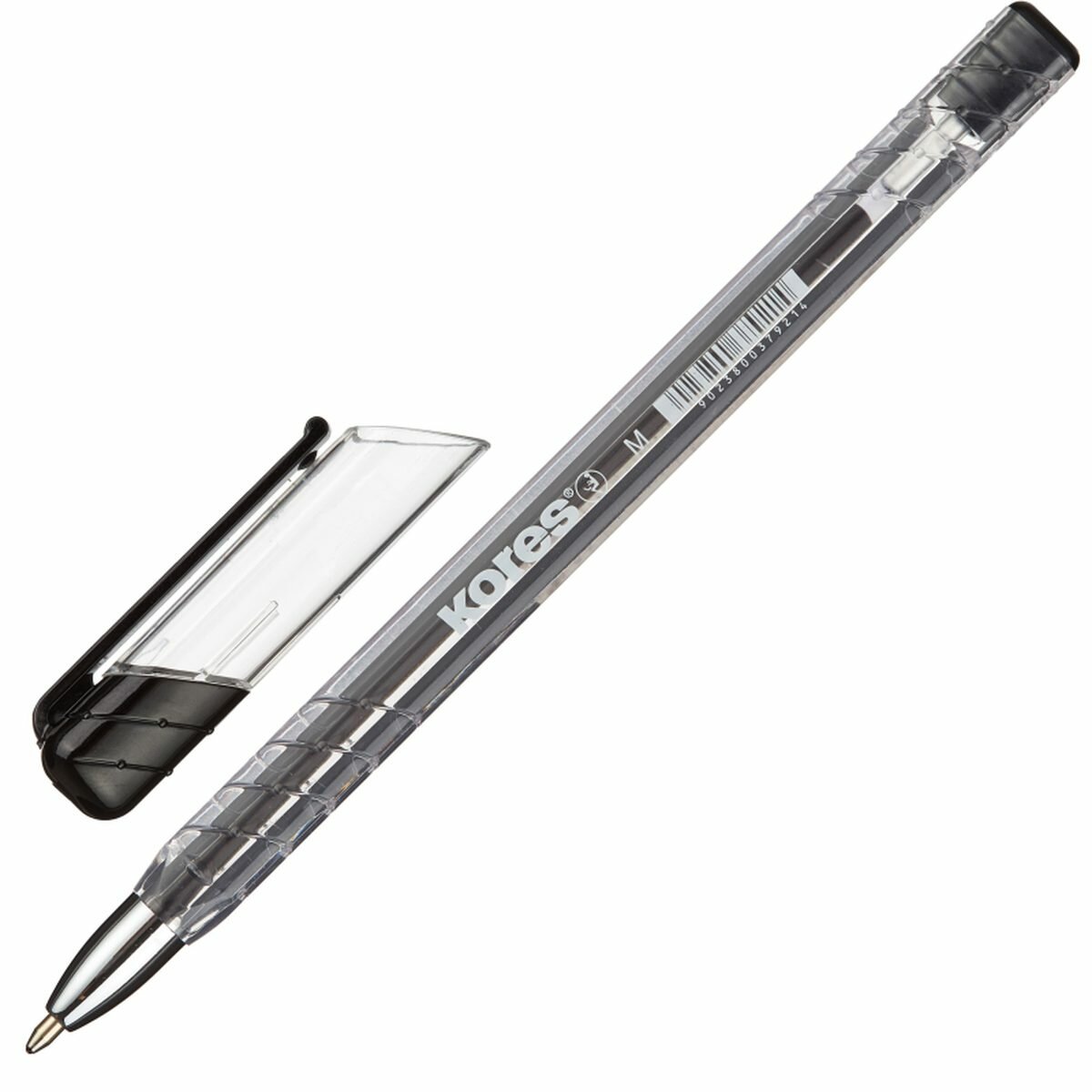 Ручка шариковая Kores К11 (0.7мм, черная, корпус прозрачный, масляная основа, трехгранная), 12шт.