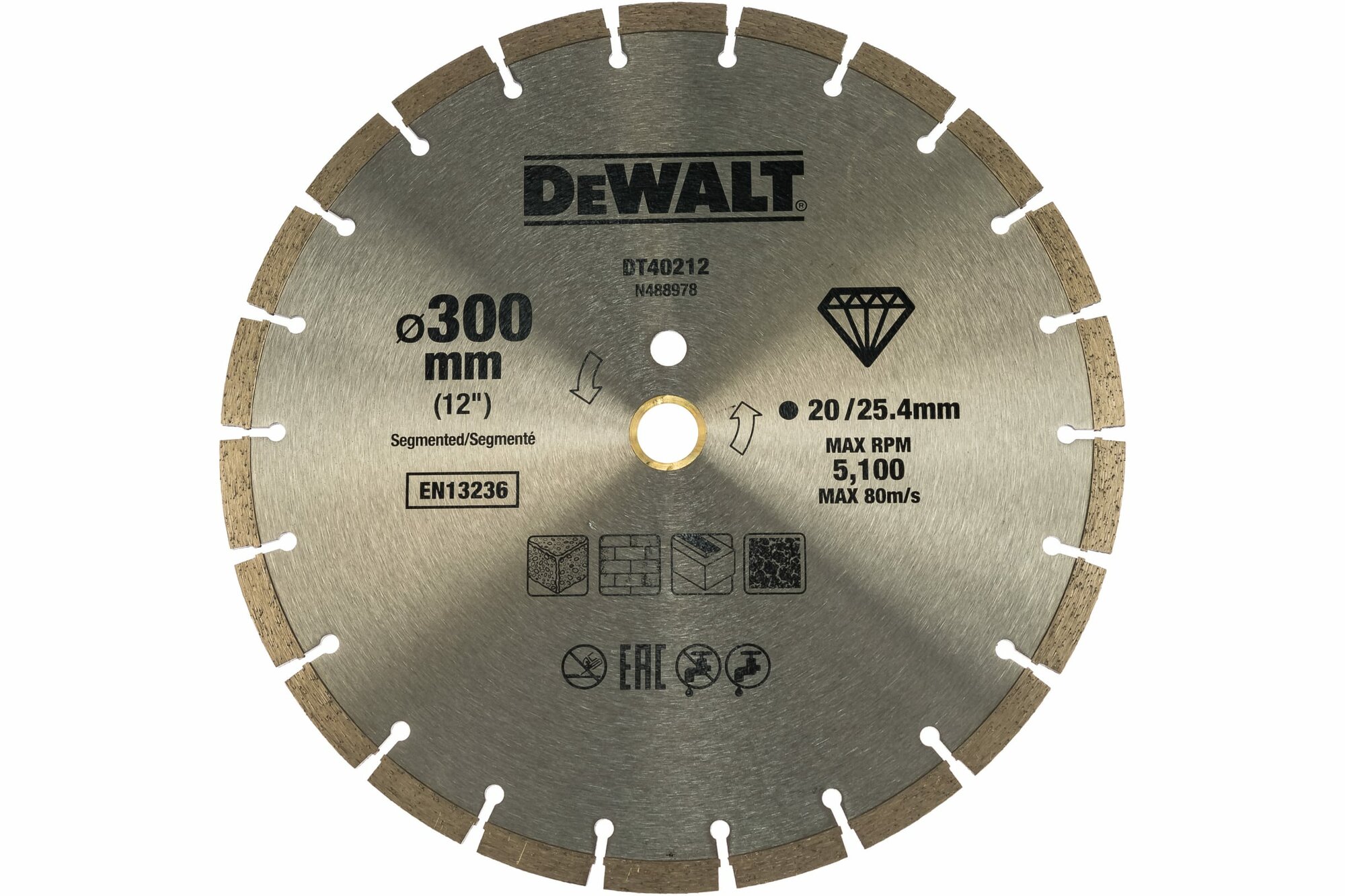 DeWalt Алм. круг сегм. универс.300х25.4 (кольцо 20 мм в комплекте)  шт