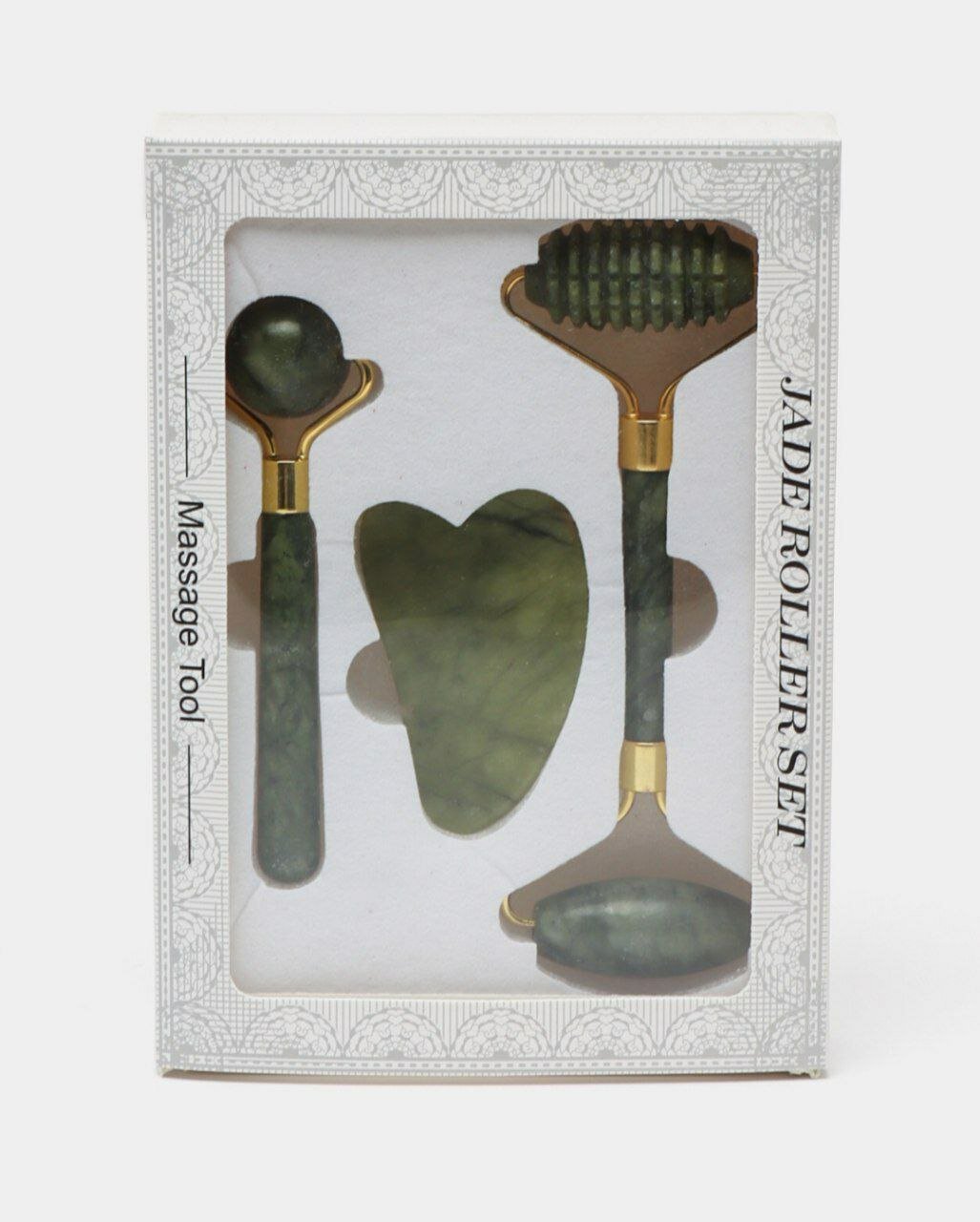 Набор для массажа "Natural Stone Therapy", нефрит/розовый кварц, 3 в 1