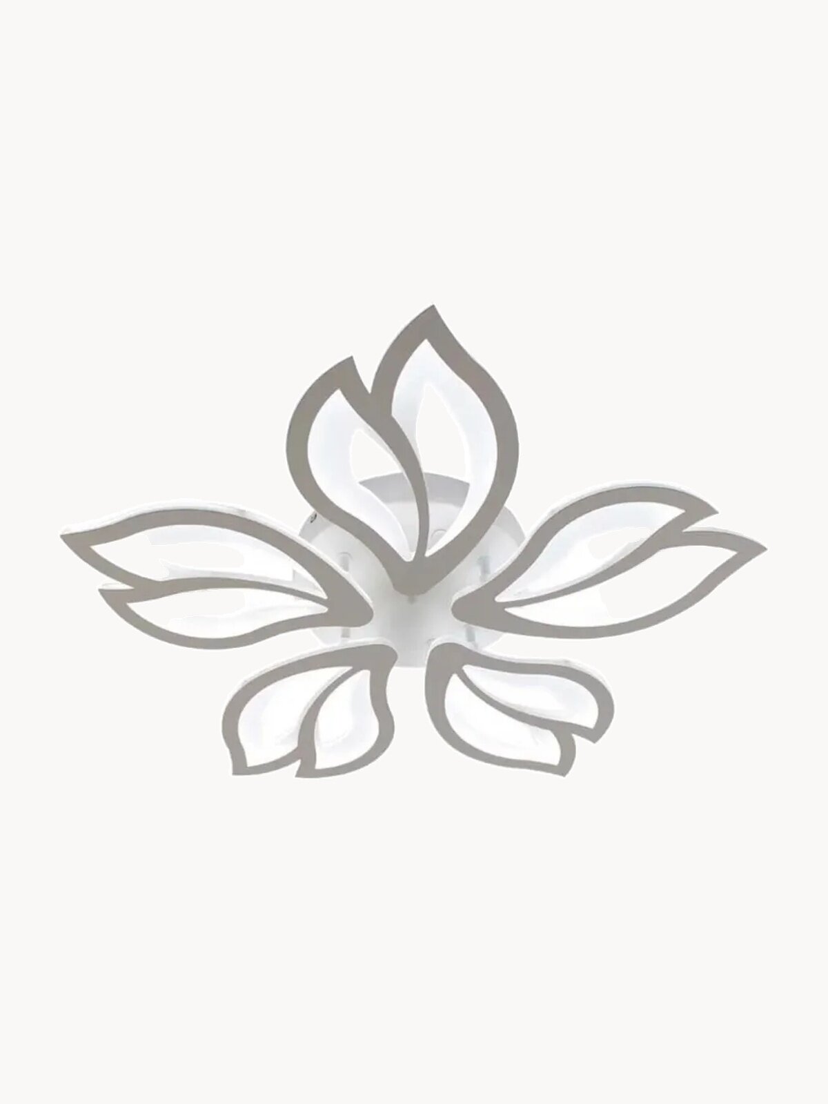 Люстра с пультом светодиодная потолочная 100W, 5 ламп, цветок, большая, белая, LEDCITY