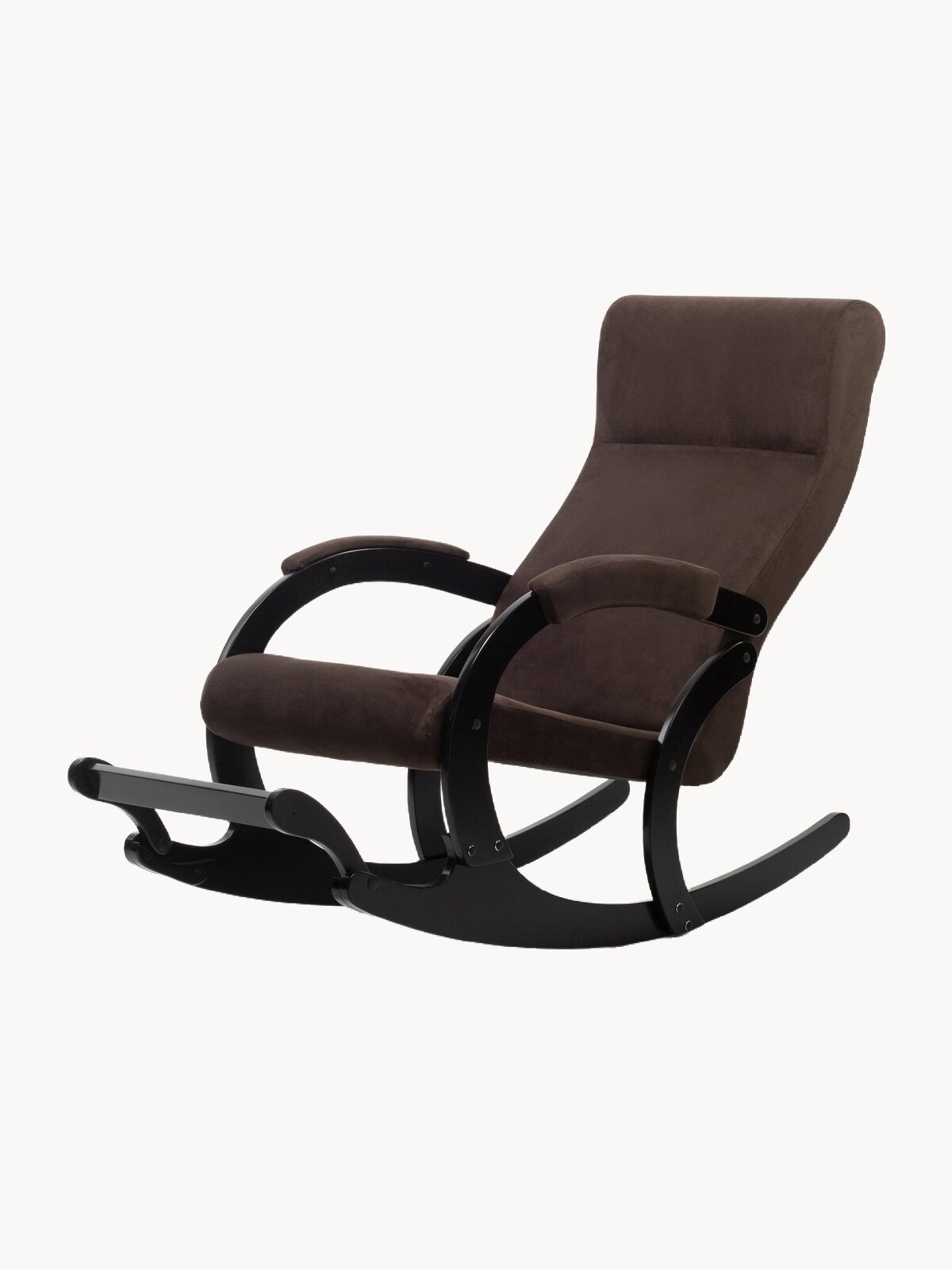 Кресло-качалка мягкое с подножкой для отдыха дома в гостиную (Марсель, Темно-коричневый)