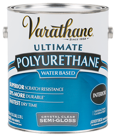 Лак для дерева и мебели, Полуглянцевый, Varathane Crystal Clear Polyurethane, акрил-уретановый на водной основе, 3,78 л