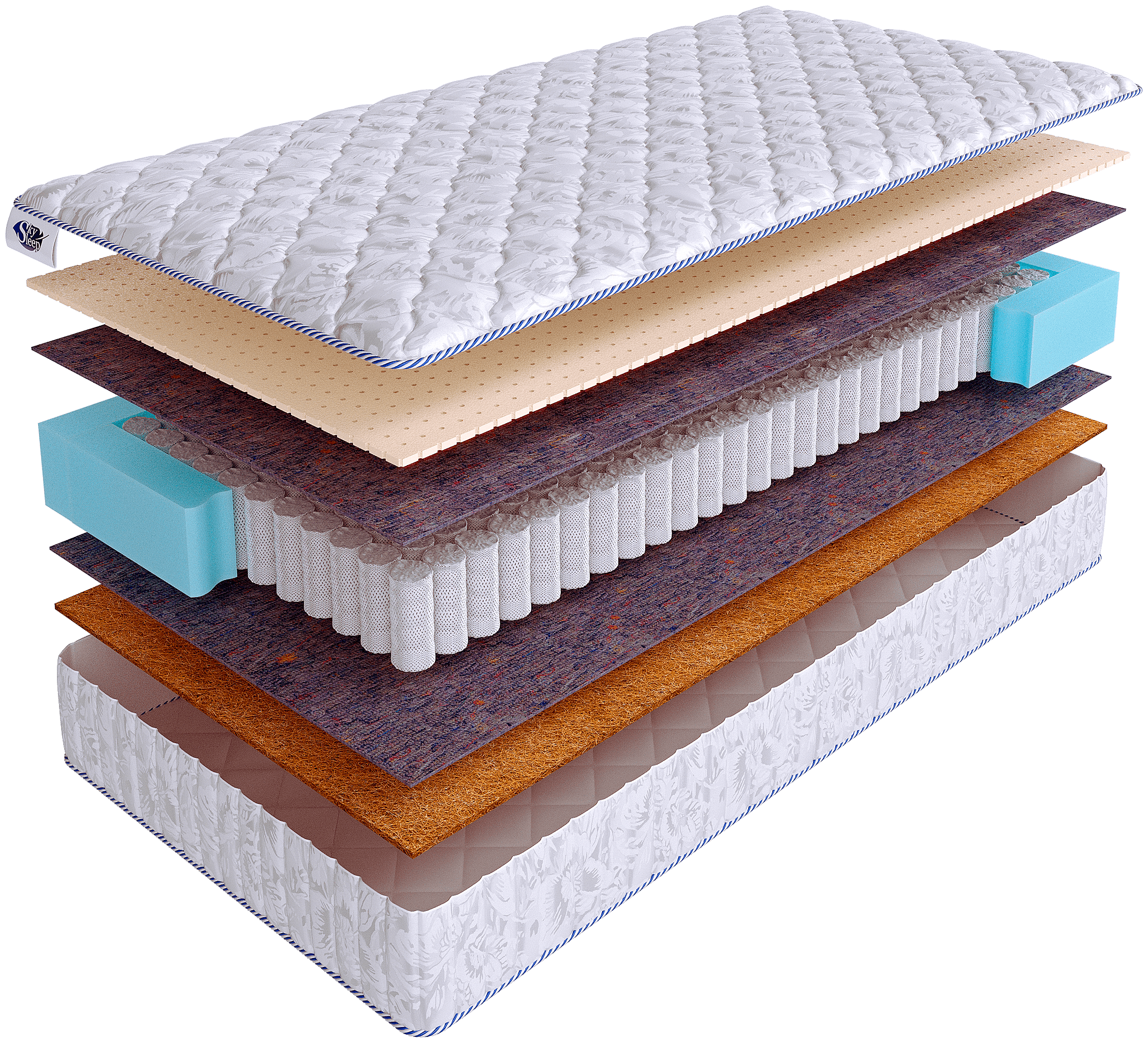 Ортопедический матрас из натуральных наполнителей с атомическим эффектом SkySleep NATURE Anatomic Medium S500 на кровать 90x205
