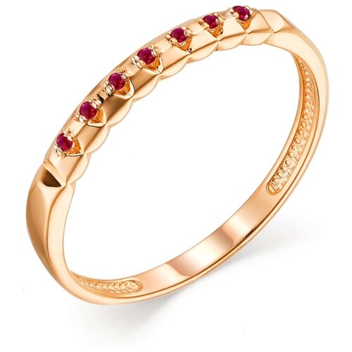 фото Алькор кольцо с 7 рубинами из красного золота 13619-103, размер 18