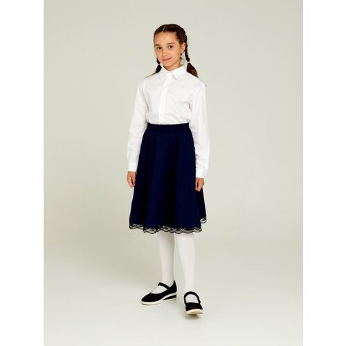 фото Школьная юбка-полусолнце irina egorova, с поясом на резинке, миди, размер 146, синий
