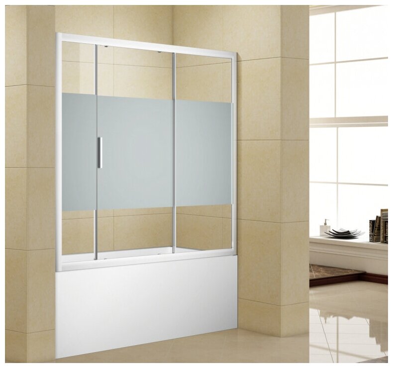 Шторка на ванну Aquanet Practic прозрачное стекло/шелкография - фото №1