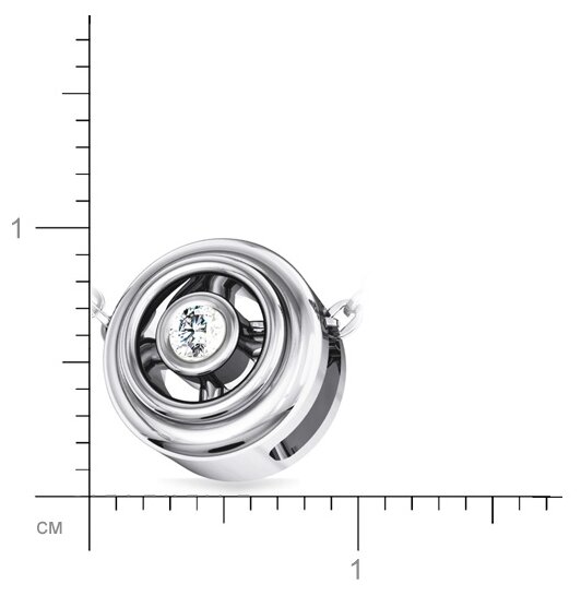 Подвеска Эстет, белое золото, 585 проба, родирование, бриллиант