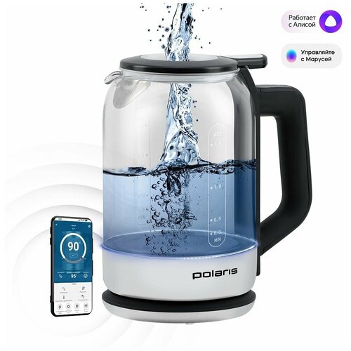 Стеклянный чайник электрический Polaris PWK 1720CGLD WI-FI IQ Home 15 л пластик белый 424000₽