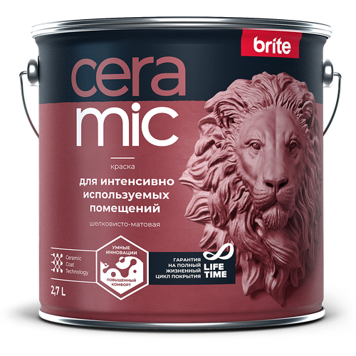 Краска акриловая brite Ceramic для интенсивно используемых помещений матовая белый 2.7 л