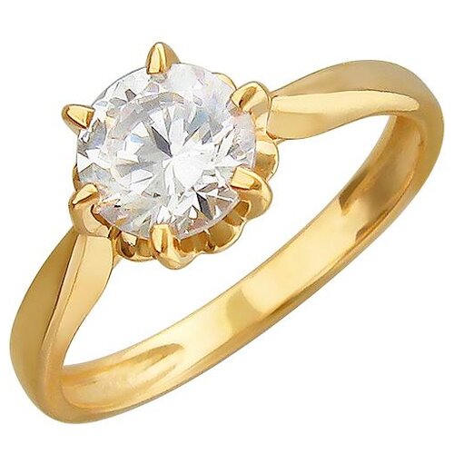 фото Кольца эстет золотое кольцо из желтого золота с фианитами