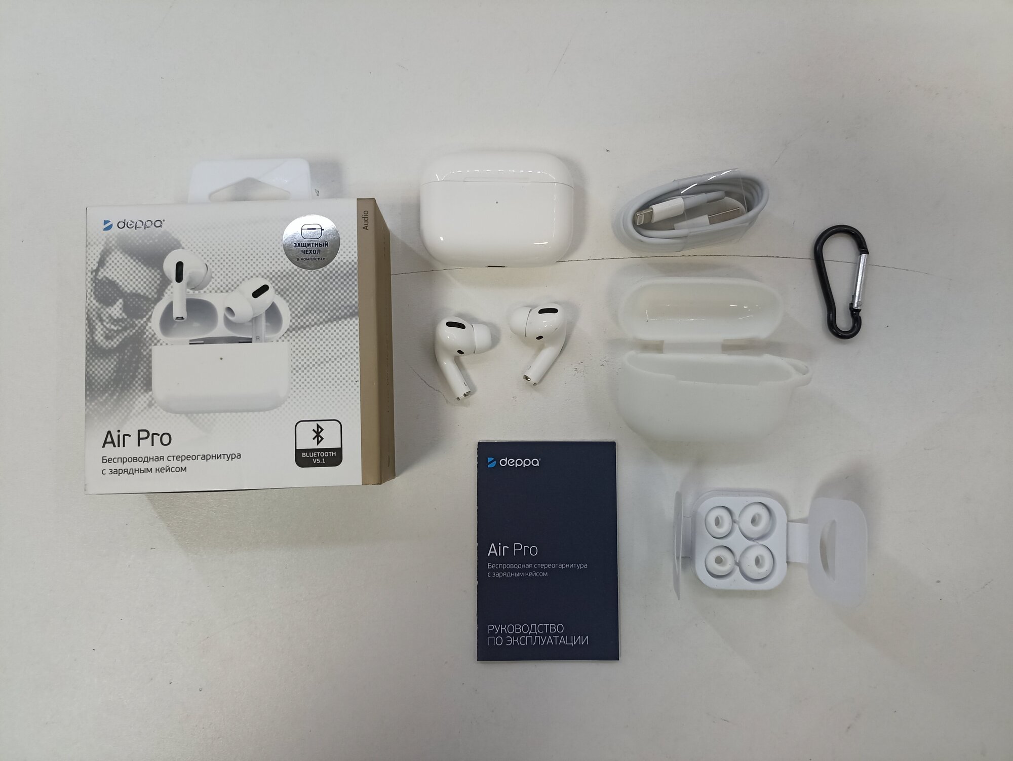 Наушники с микрофоном DEPPA Air Pro, Bluetooth, вкладыши, белый [44167] - фото №18