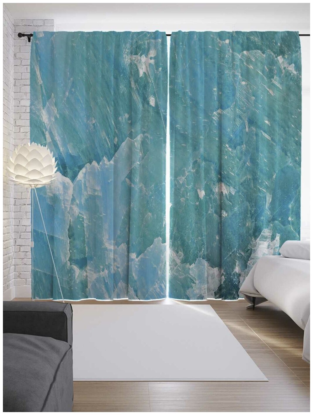 фото Шторы JoyArty с фотопечатью "Прозрачный лед" из сатена