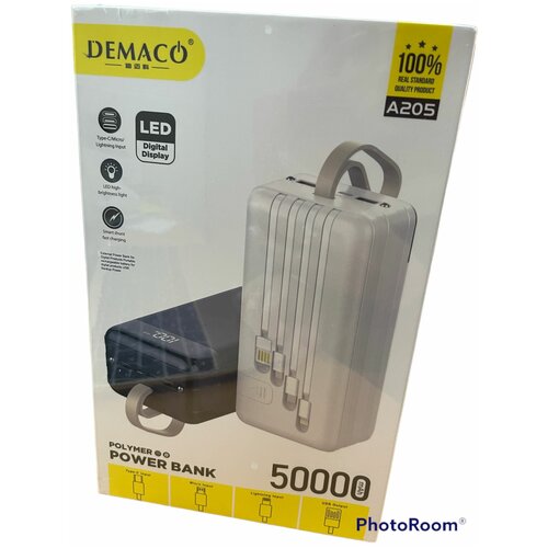 Внешний аккумулятор (power bank) 50000 mah Demaco A205 с переходниками