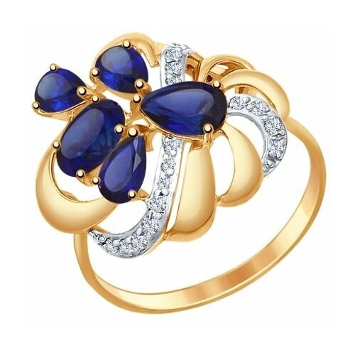 Кольцо Diamant online, красное золото, 585 проба, фианит, корунд, размер 20