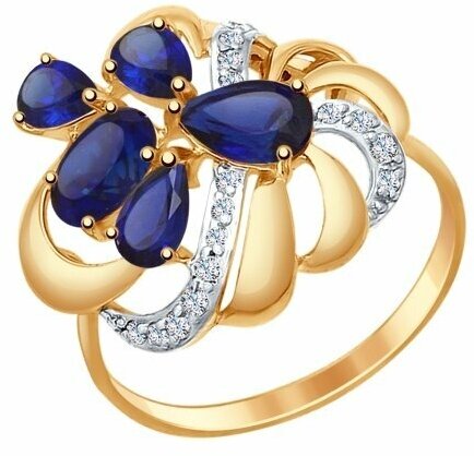 Кольцо Diamant online, красное золото, 585 проба, фианит, корунд