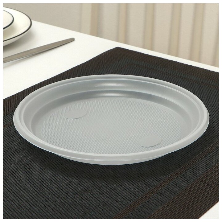 Набор одноразовых тарелок, d=20,5 см, цвет белый, в наборе 10 шт - фотография № 1