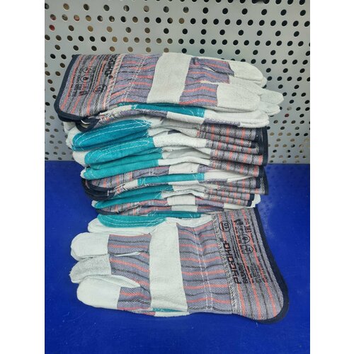 Спилковые комбинированные перчатки с усилением 8 пар