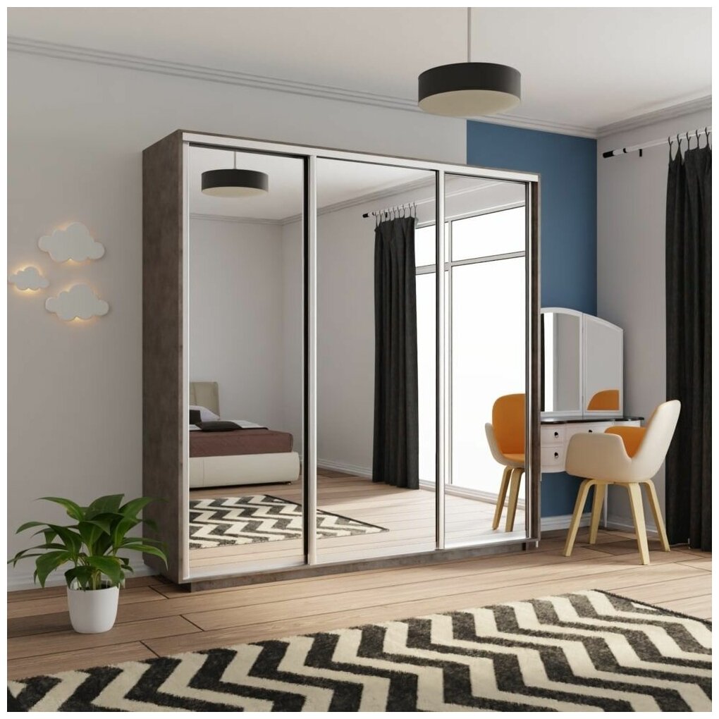 Шкаф-купе Экспресс 3дв.-зеркала, 180х60х240, Дуб табачный — купить в ...