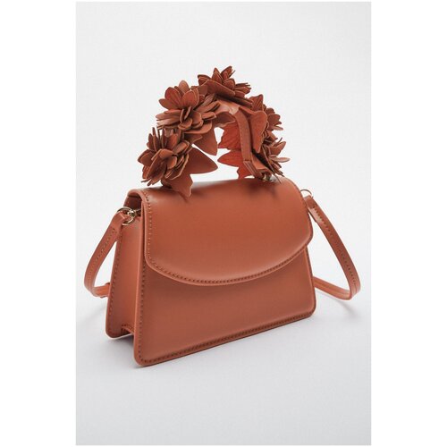 фото Сумка zara вечерняя, полиэстер, коричневый