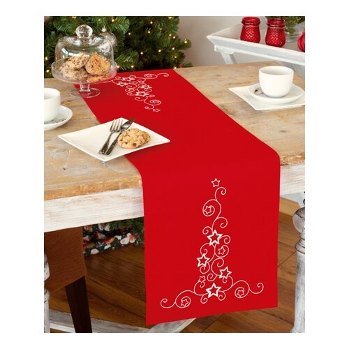 фото Дорожка белые звезды и завитки набор для вышивания vervaco