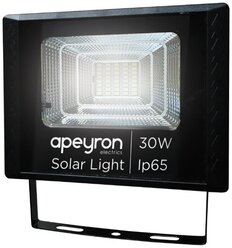 Декоративный светодиодный светильник с направлением света вниз Apeyron 05-34. Фонарь настенный с солнечной панелью 6В. Уличный LED прожектор с дневным белым цветом свечения 4200K / 60Лм / 30Вт / IP65 / батарея 6000MA (3.2 В, 6Aчас)