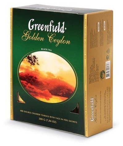 Чай черный Greenfield Golden Ceylon в пакетиках, 100 пак. - фотография № 1