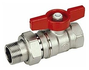 Кран шаровой Giacomini R259D - 1/2" x 3/4"(ВР/НГ, PN42, ручка-бабочка красная, хромированный)