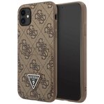 Чехол Guess PU 4G Double cardslot Metal triangle logo Hard для iPhone 11, коричневый - изображение