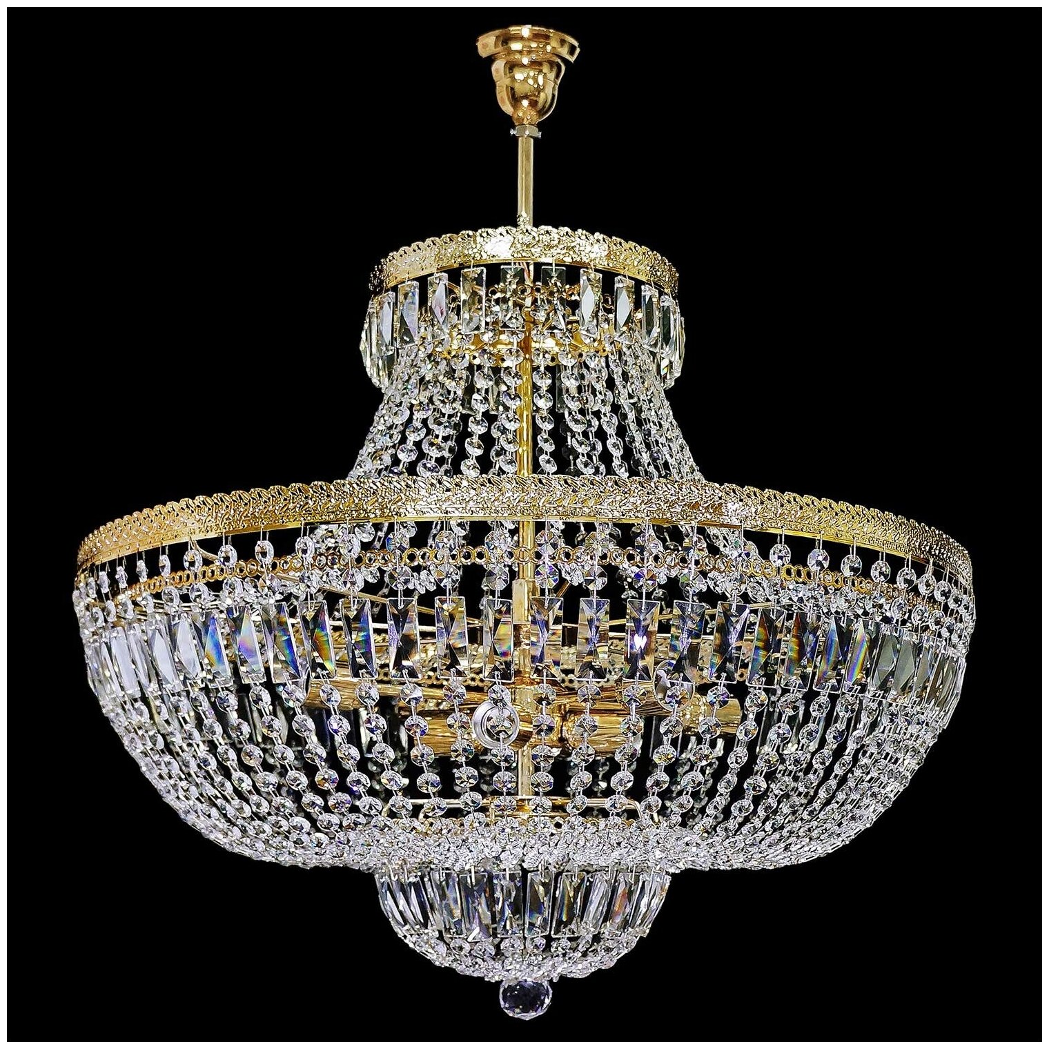 фото Хрустальная люстра "Русская красавица", диаметр 70 см, 8 ламп, Е27, хрусталь, люстра Гусь Хрустальный, под крюк.