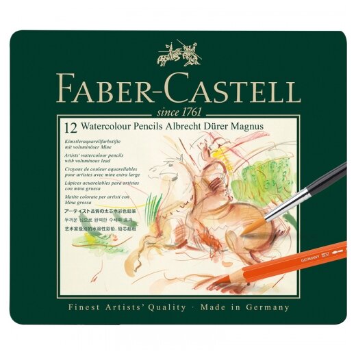 Карандаши акварельные художественные Faber-Castell "Albrecht Dürer Magnus", 12цв., утолщ., заточен., метал. коробка