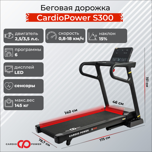 фото Беговая дорожка cardiopower s300 + коврик для кардиотренажеров 180х90 см