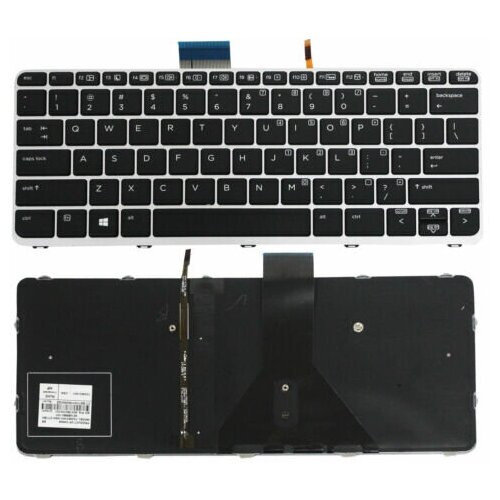 Клавиатура для ноутбука HP Folio 1011, 1012, 1020 G1 / Elitebook X2 черная, с рамкой, с подсветкой клавиатура для ноутбука hp elitebook 720 g1 черная с черной рамкой указателем и подсветкой