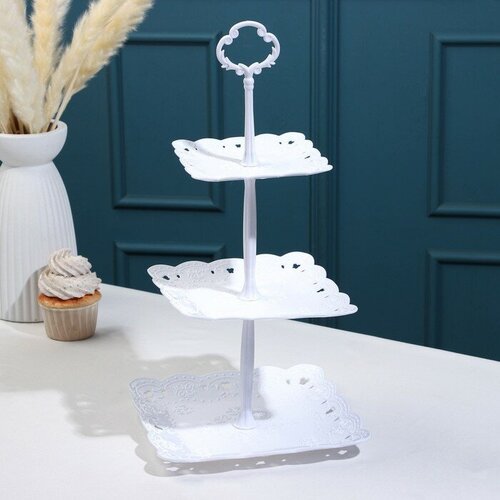 Этажерка-фруктовница квадратная Вивьен 3 яруса 12516520 см цвет белый 791₽