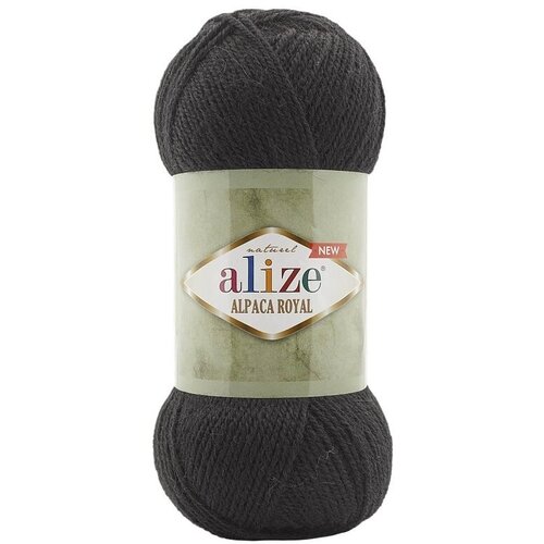 Пряжа ALIZE Alpaca Royal New, акрил, шерсть, альпака, 5х100 г, 250 м, цвет 060 черный