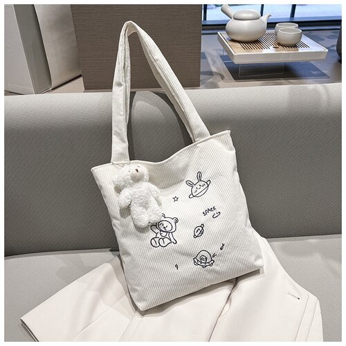 фото Сумка шоппер , фактура матовая, белый bomboncito