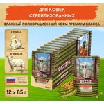 Корм для стерилизованных кошек влажный (пауч) 85 г - 12 шт DEZZIE (Дэззи) Sterilized Cat Lamb, Ягненок в желе - изображение