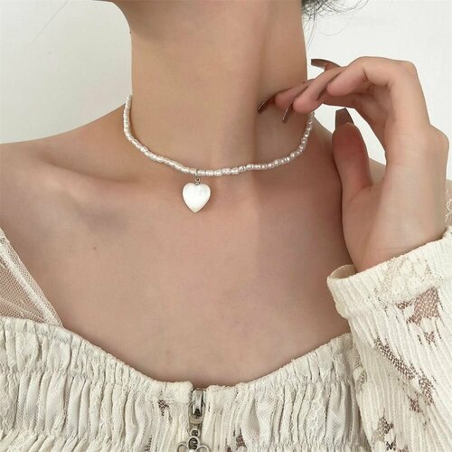 фото Колье женское бижутерия жемчужное с кулоном/alvi lovely/ ожерелье с сердцем