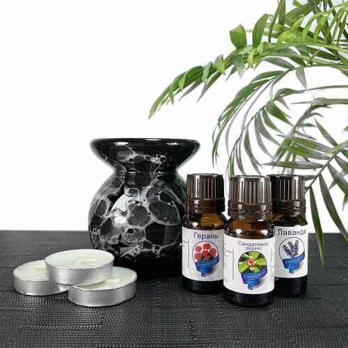 Набор ароматерапии для новичка Лето аромалампа Ясная ночь эфирные масла Сибирь намедойл Сандаловое дерево Герань Лаванда 10 мл 1022₽