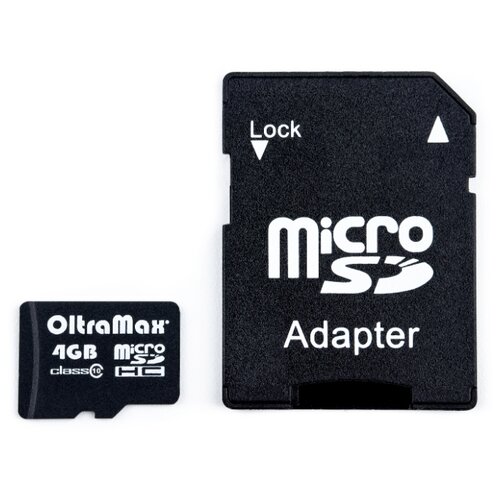 Карта памяти OltraMax microSDHC Class 10 4GB + SD adapter