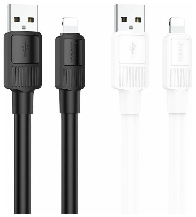 Кабель Hoco USB - Lightning экстра прочность / 1 метр 6 мм толщина / выход 2.4A зарядка и передача данных / черный