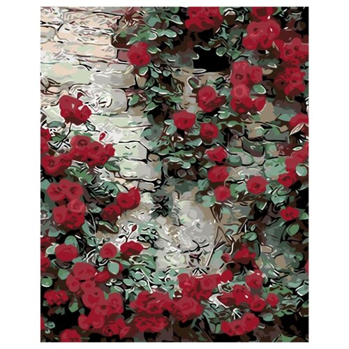 Стена увитая розами Раскраска по номерам на холсте Живопись по номерам