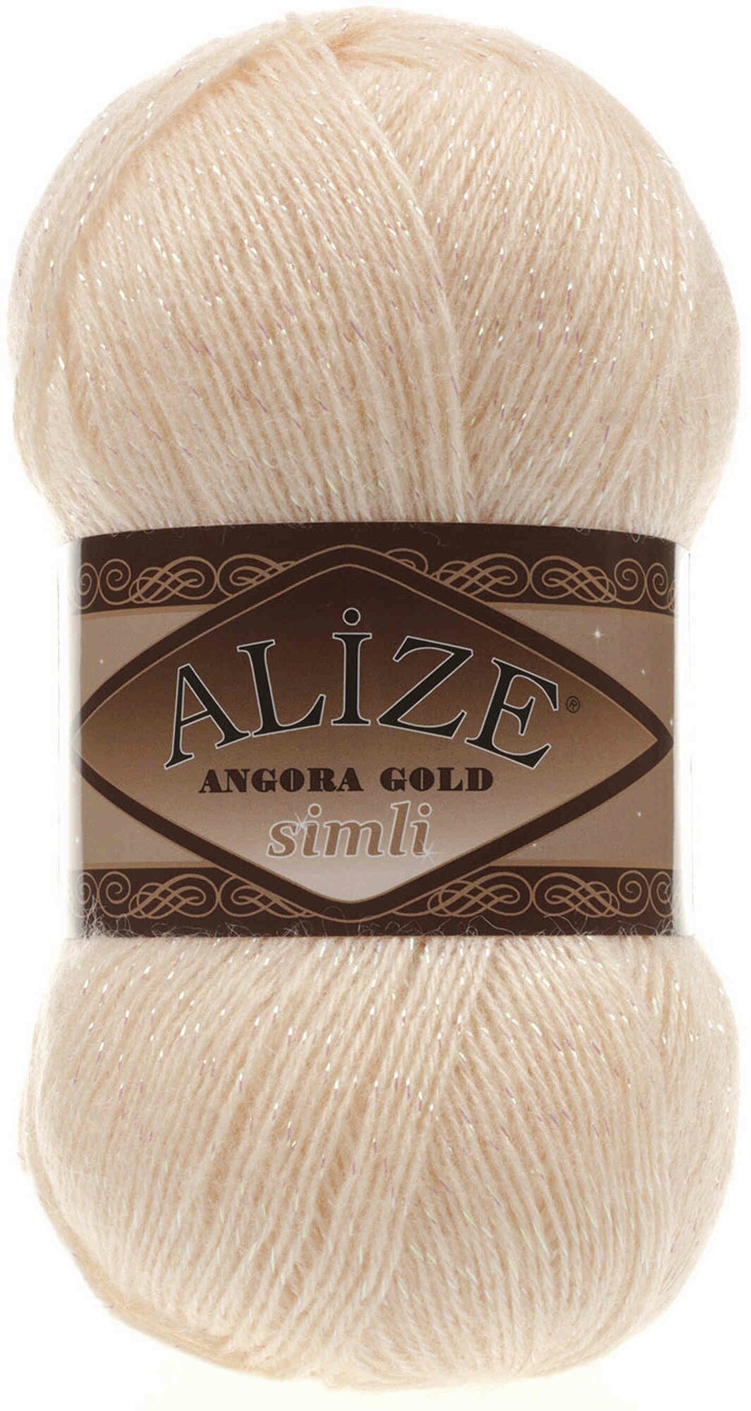 Пряжа Alize Angora Gold simli персиковый (681), 75%акрил/20%шерсть/5%метанит, 500м, 100г, 1шт