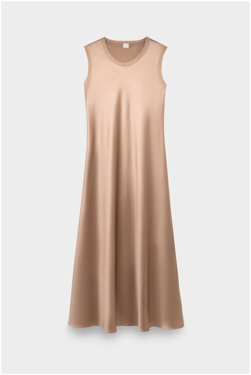 Платье Alpe Cashmere, атлас, повседневное, полуприлегающее, миди, размер 40, бежевый