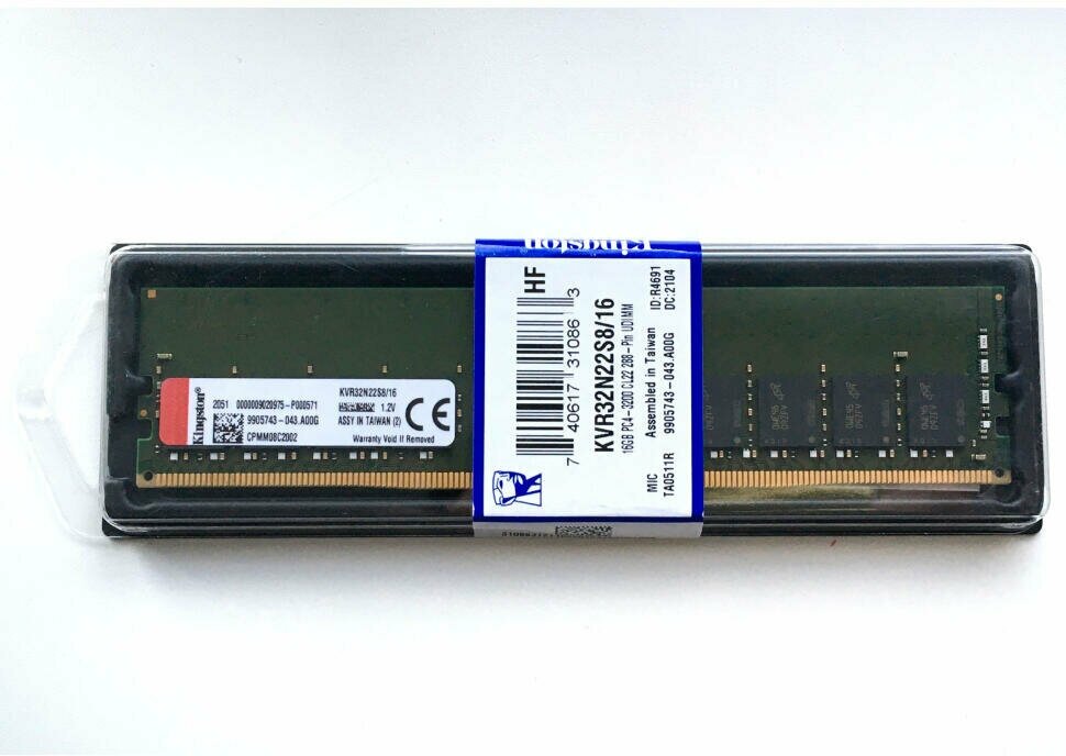 Оперативная память Kingston 16 ГБ DDR4 3200 МГц DIMM CL22 KVR32N22S8/16 - фотография № 10